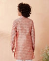 alt message - Manyavar Boys Boys Salmon Pink Jacquard Kurta Set image number 2