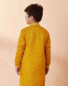 Boys Mustard Orange Jacquard Kurta Set image number 2