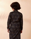 Manyavar Boys Boys Black Floral Printed Side Open Kurta Set