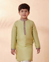 Boys Multicoloured Jacket With Light Green Kurta Set image number 2