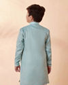 Boys Powder Blue Printed Kurta Set image number 2