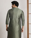 Manyavar Men Bottle Green Festive Kurta With Golden Motifs