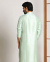 Manyavar Men Pale Blue Kurta Pajama With Floral Motifs