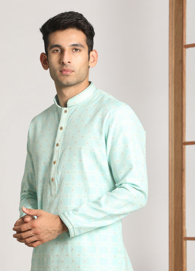 Sky Blue Festive Kurta Pajama image number 0