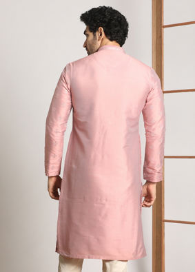 Light Pink Festive Kurta Pajama With Embroidery Work image number 2