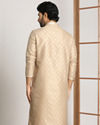 alt message - Manyavar Men Light Taupe Self Embossed Kurta Set image number 2