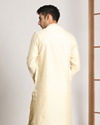 Manyavar Men Cream Self Design Occasion Wear Kurta Pajama