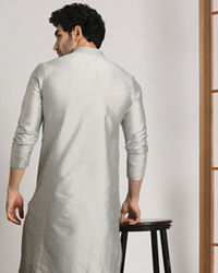 Manyavar Men Cloud Grey Solid Kurta Pajama