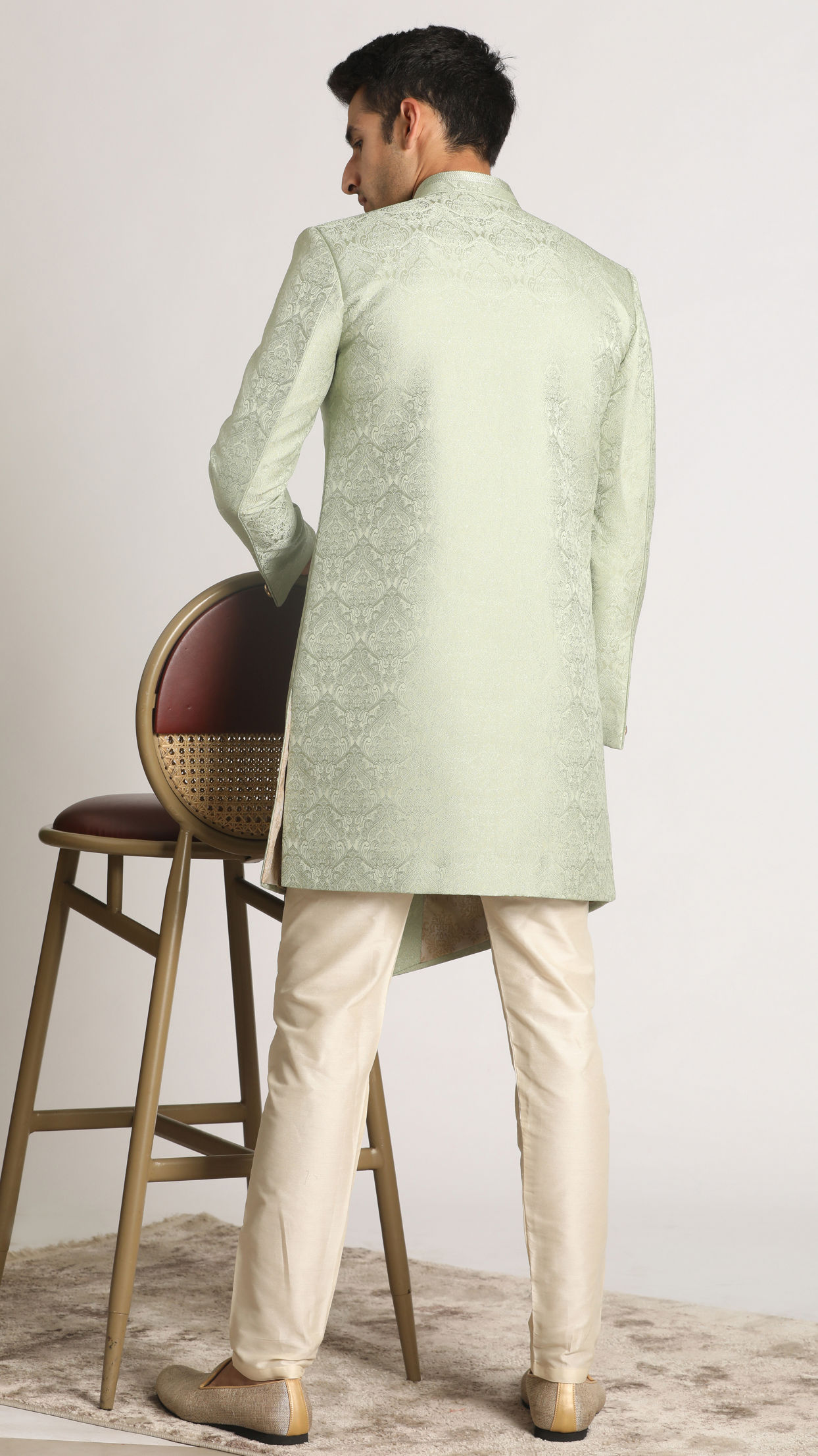 Manyavar Men Sage Green Indo Western
