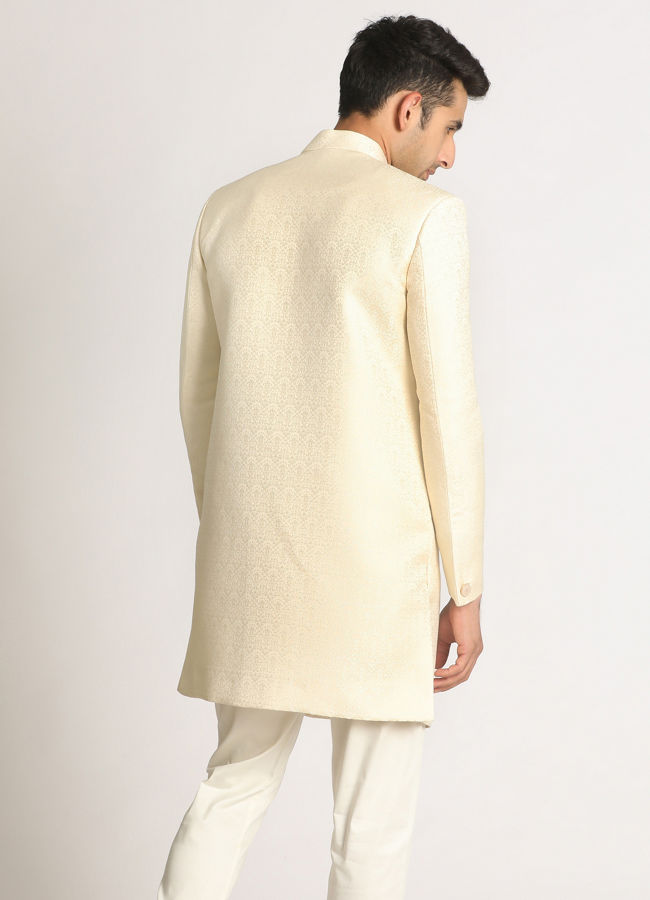 Manyavar Men Opal White Indo Western
