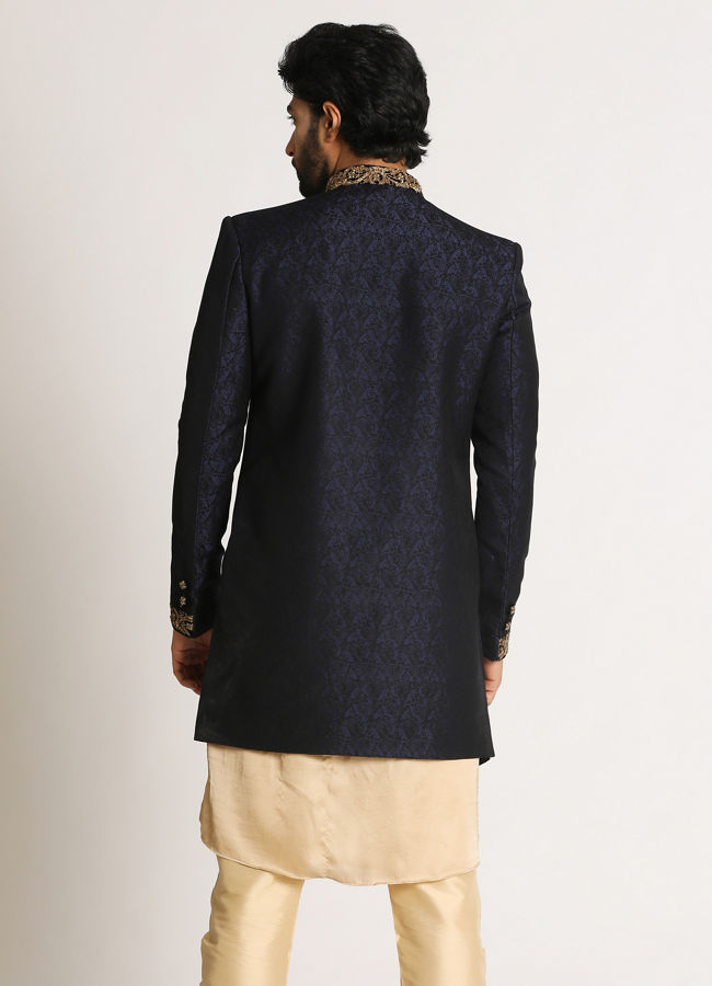 alt message - Manyavar Men Royal Blue Indo Western image number 2