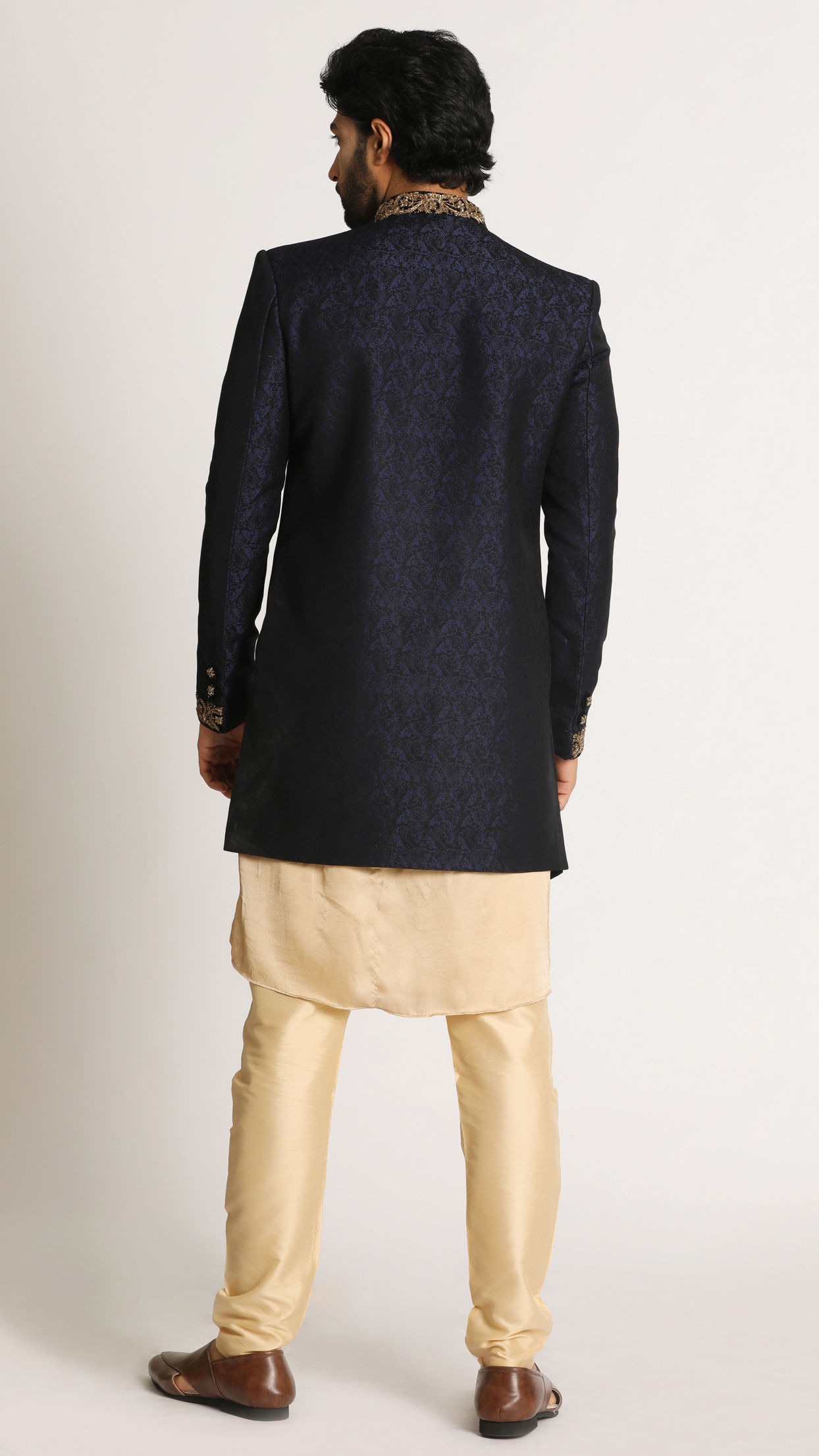 Manyavar Men Royal Blue Indo Western