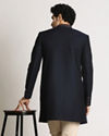 alt message - Manyavar Men Dark Blue Indo Western With Dupatta image number 2