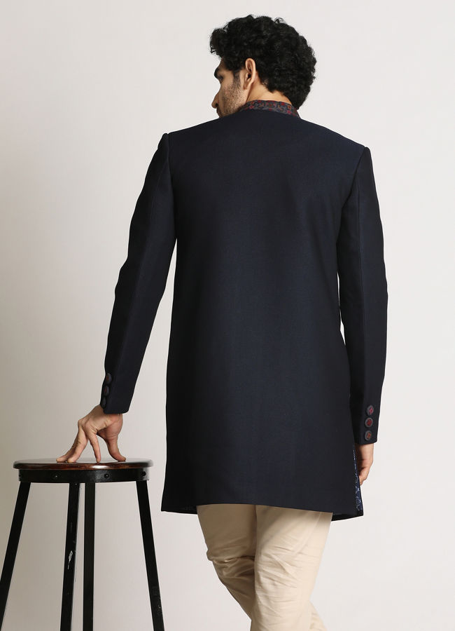 Manyavar Men Dark Blue Indo Western With Dupatta