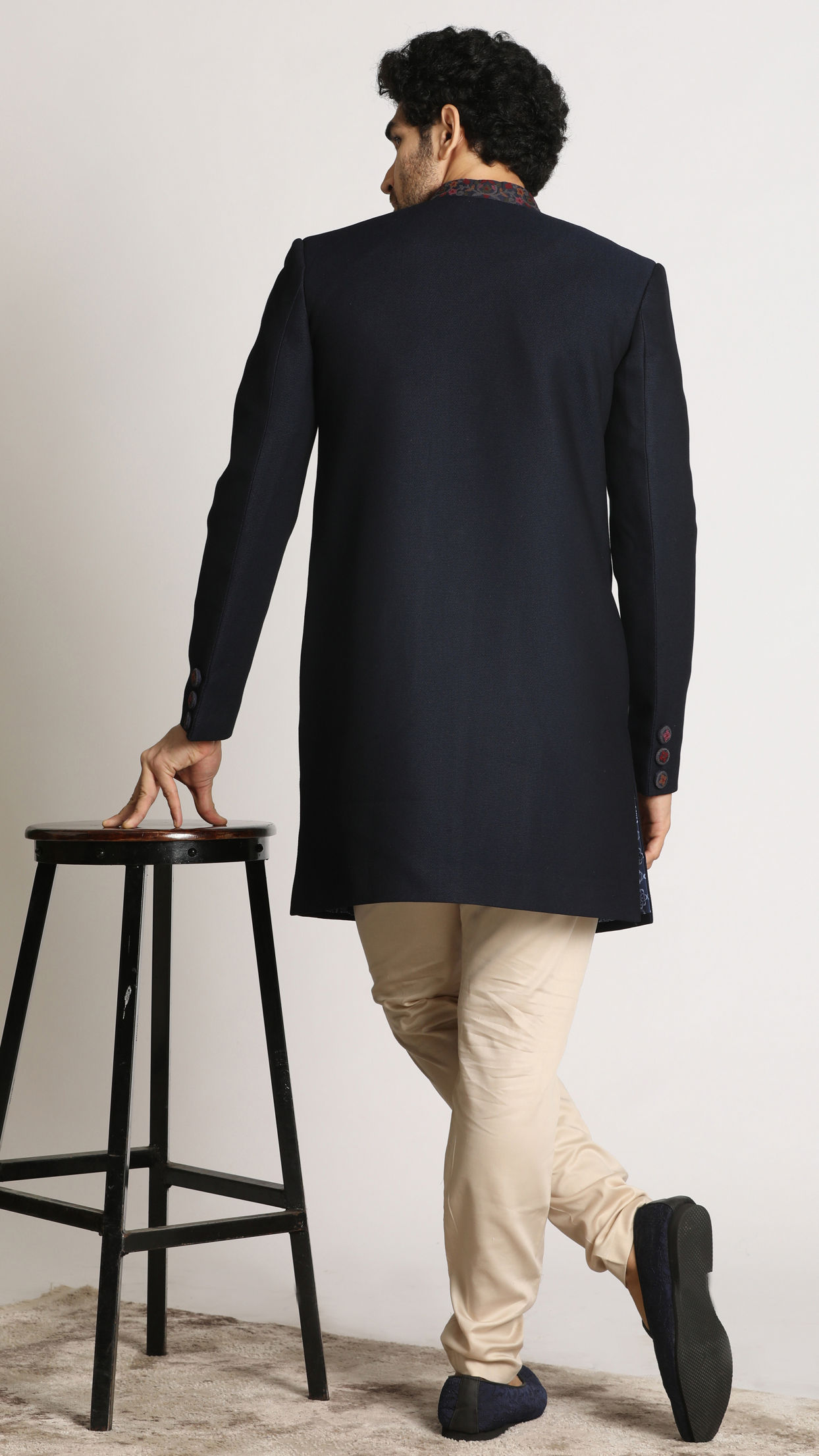 Manyavar Men Dark Blue Indo Western With Dupatta