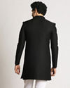 alt message - Manyavar Men Charcoal Black Indo Western image number 2