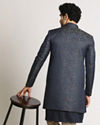 Manyavar Men Blue Paisley Print Indo Western