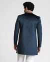 Manyavar Men Electric Blue Velvet Indo Western