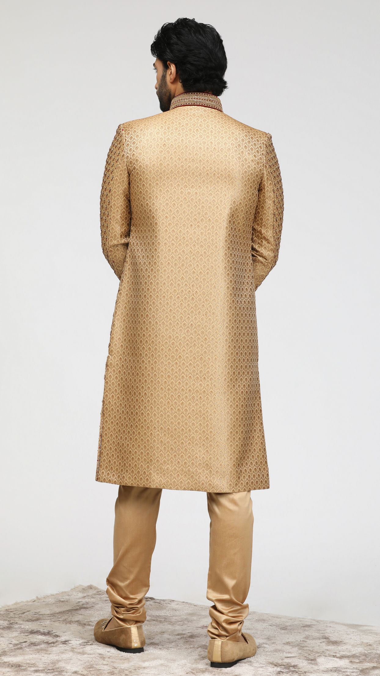 Manyavar Men Elegant Fawn Celebration Wear Sherwani