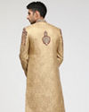 alt message - Manyavar Men Exquisitely Detailed Fawn Sherwani image number 2