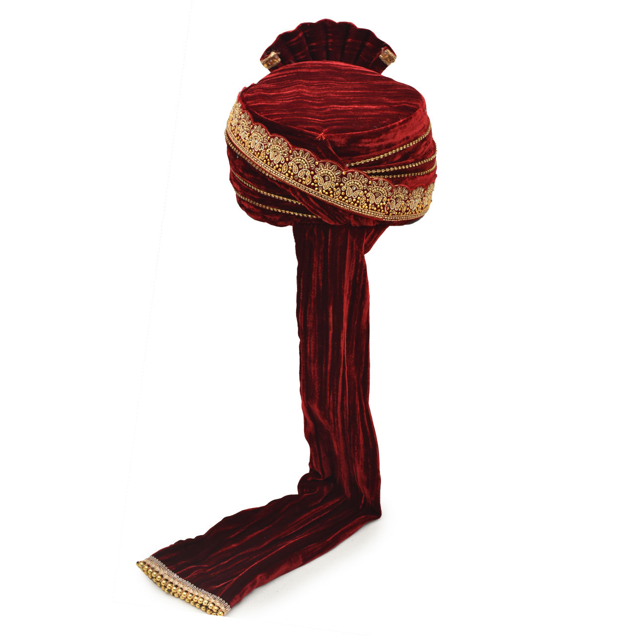 Manyavar Men Traditional Maroon Safa With Stone Studded Broach