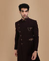 Manyavar Men Sublime Wine Indo Western Set