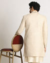 Manyavar Men Light Grey Paisley Indo Western