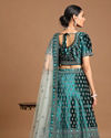 Mohey Women Sea Green Velvet Bridal Lehenga