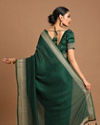 Mohey Women Bodacious Bottle Green Saree