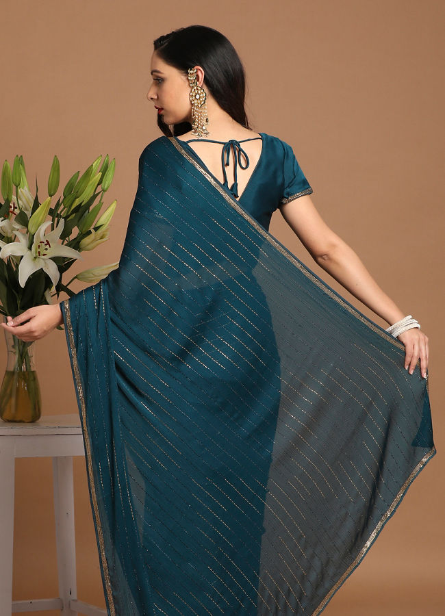 alt message - Mohey Women Ravishing Blue Saree image number 2