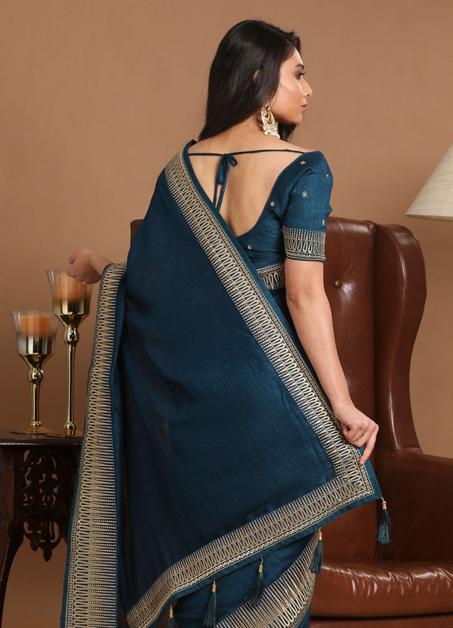 Splendid Blue Saree image number 2