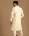 Manyavar Men Cream Jacquard Kurta Set