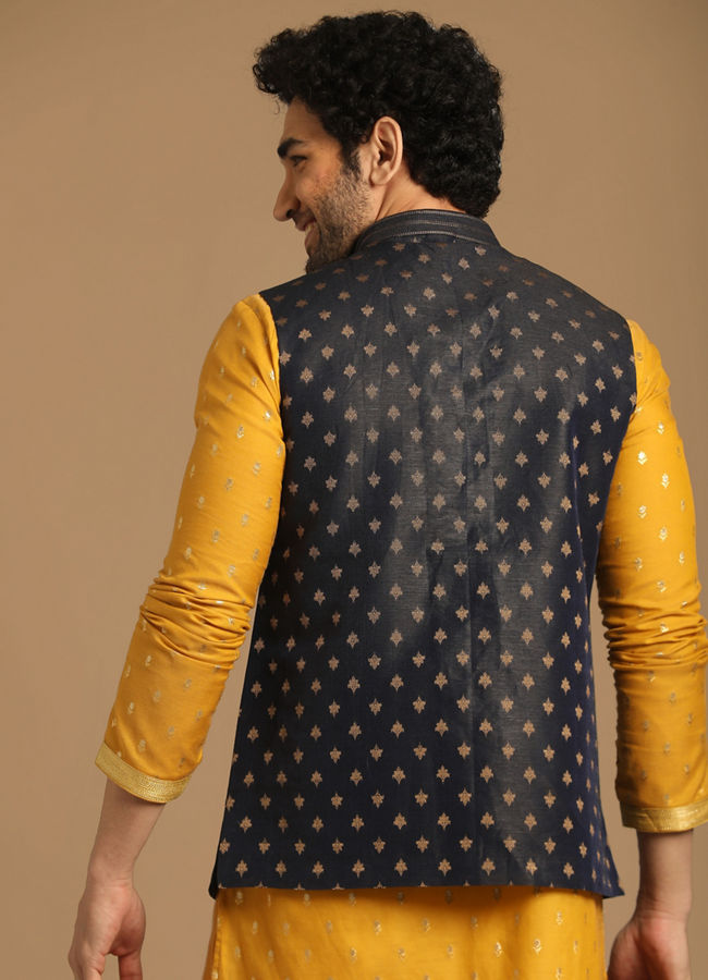 Manyavar Men Vibrant Blue Jacket