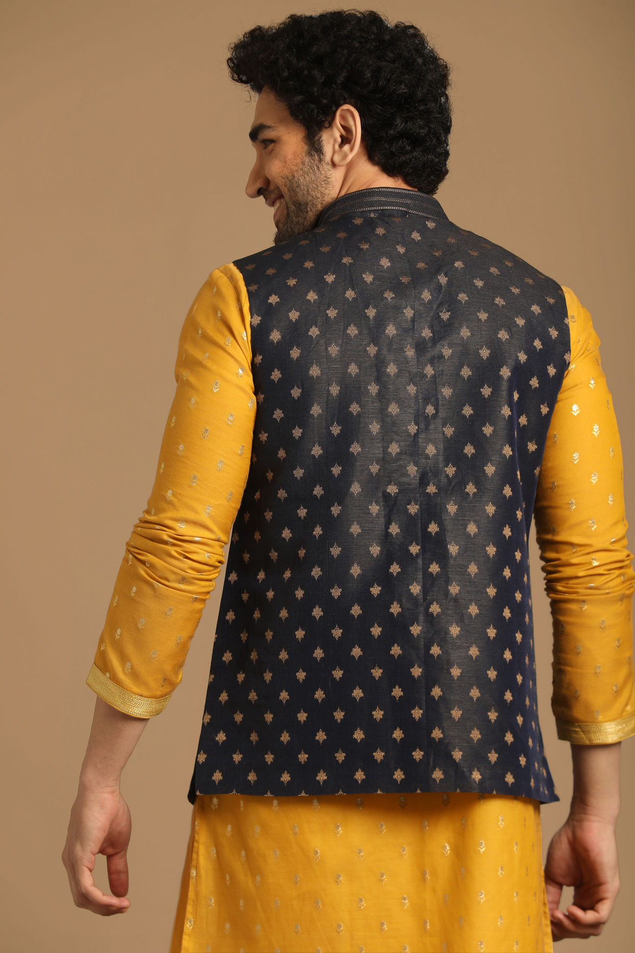 Manyavar Men Vibrant Blue Jacket