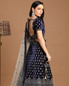 Mohey Women Velvet Indigo Blue Bridal Lehenga