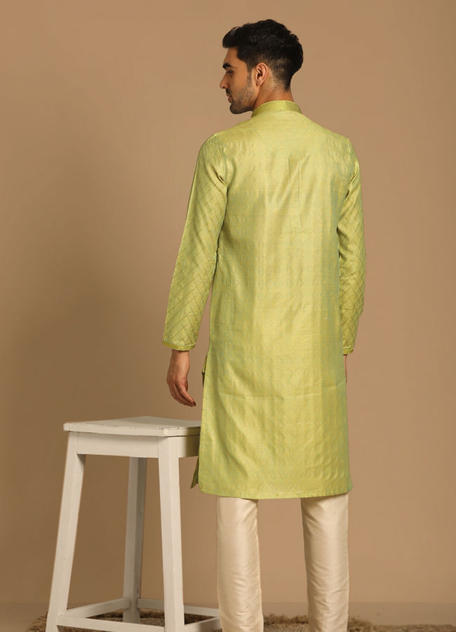 Manyavar Men Classy Green Kurta Set