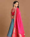Mohey Women Elegant Blue Benarasi Lehenga