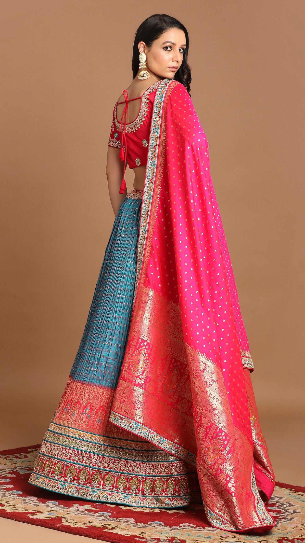 Mohey Women Elegant Blue Benarasi Lehenga