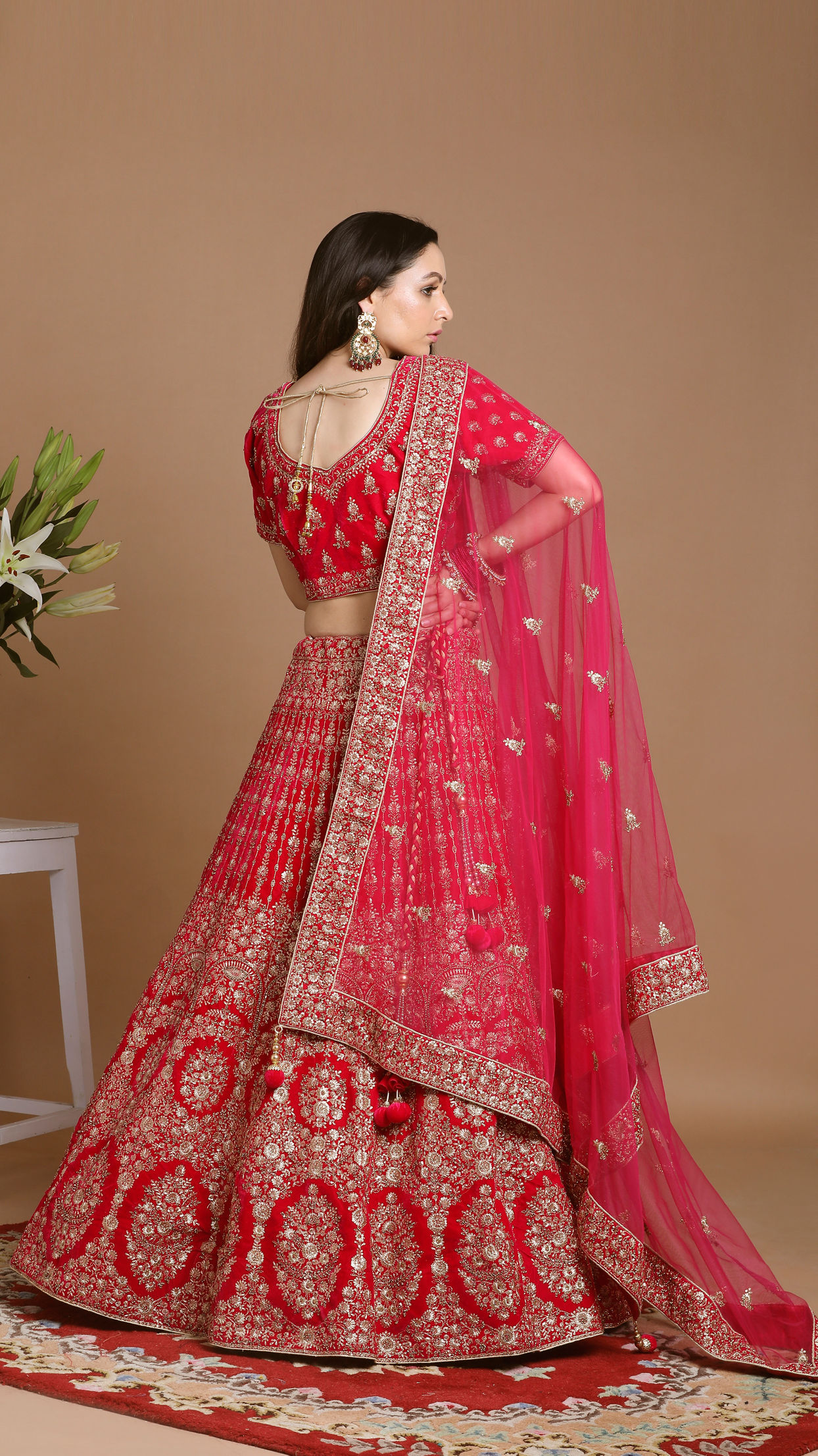 alt message - Mohey Women Traditional Rani Lehenga image number 3