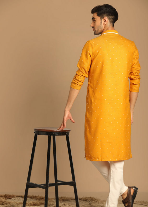 Manyavar Men Sublime Light Orange Kurta Set