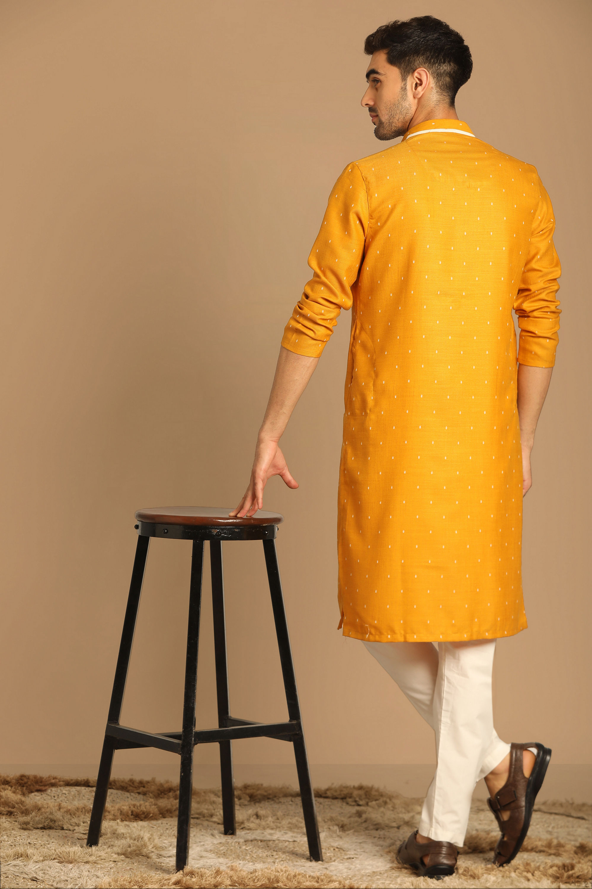 Manyavar Men Sublime Light Orange Kurta Set