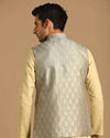 Manyavar Men Grey Jacket With Golden Motifs