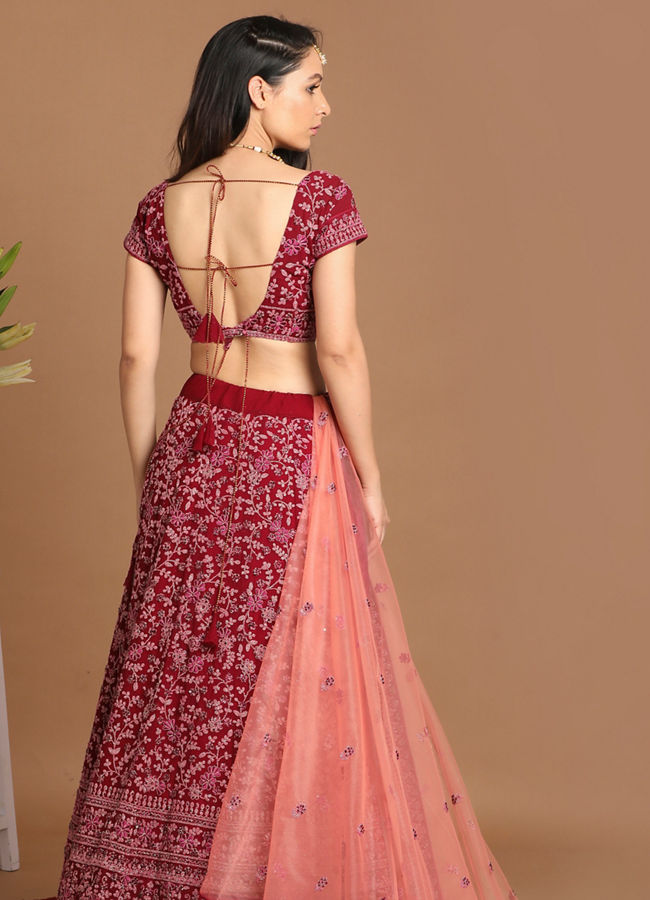 Mohey Women Enchanting Wine Lehenga