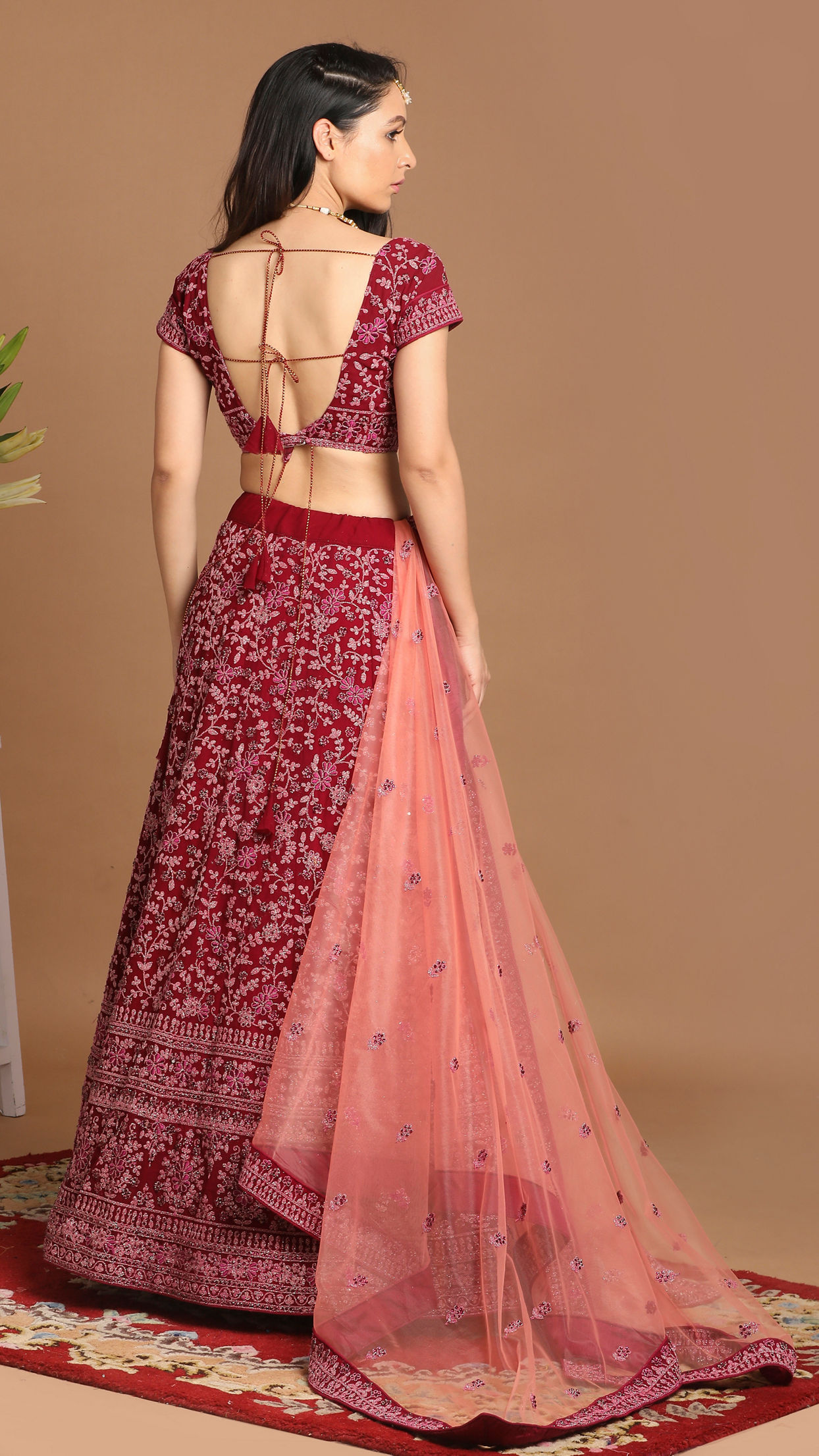 Mohey Women Enchanting Wine Lehenga