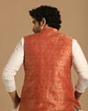 Manyavar Men Rust Self Design Jacket