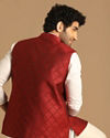 Manyavar Men Classy Maroon Jacket image number 2