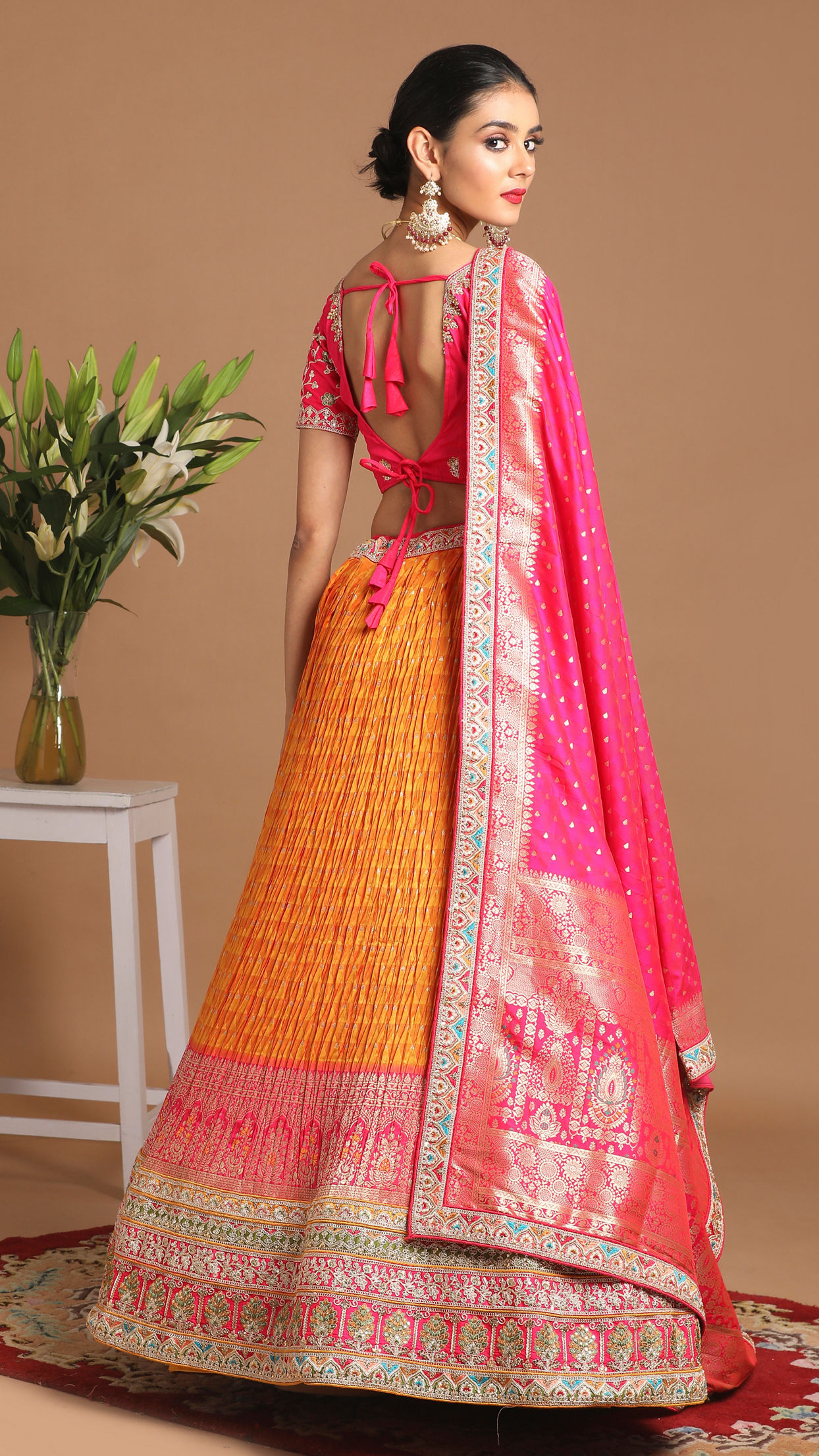 alt message - Mohey Women Charming Mustard Yellow Lehenga image number 3