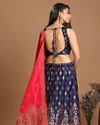 Mohey Women Vibrant Indigo Blue Benarasi Lehenga