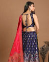 alt message - Mohey Women Vibrant Indigo Blue Lehenga image number 3