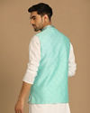 Manyavar Men Fashionable Green Jacket